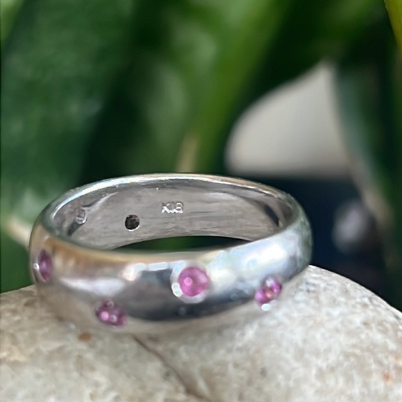 18 karat gold and pink rhodolite band - Picture 12 of 12